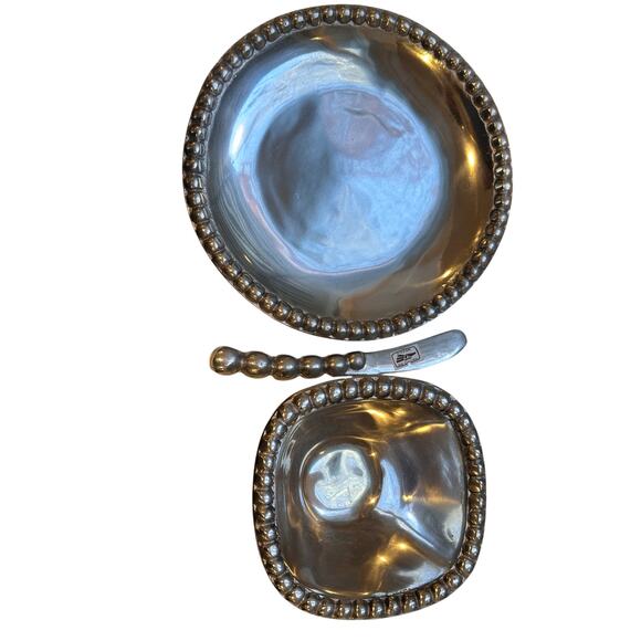 Mexican Silver/Pewter Plate, Serving Bowl & Knife - Picture 9 of 16